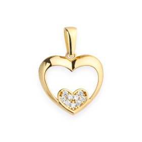 GE-585-ZA-119 - Zawieszka złota z cyrkoniami - serce