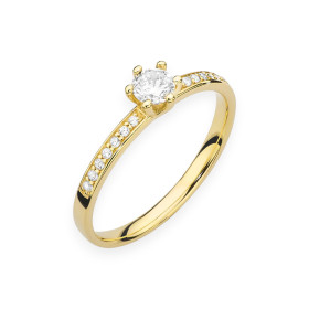 W-0459B - Pierścionek złoty z diamentami 
