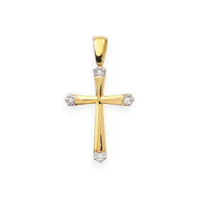 D0001 - Zawieszka złota krzyżyk z diamentami