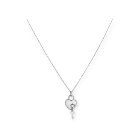 AR-925-NA-30 - Naszyjnik srebrny z sercem z masą perłową i kluczykiem