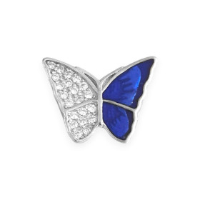 PX-925-ZA-176 - Zawieszka srebrna beads motyl z cyrkoniami i emalią