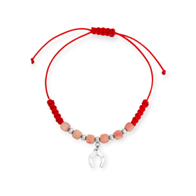 BA-925-BR-45 - Bransoletka srebrna na sznurku z podkową i turmalinami