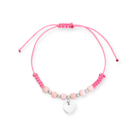 BA-925-BR-47 - Bransoletka srebrna na sznurku z sercem i turmalinami