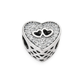 NP-925-ZA-76 - Zawieszka srebrna beads serce z cyrkoniami