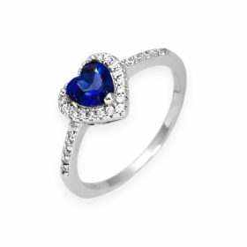 NP-925-PI-35 - Pierścionek srebrny serce z cyrkoniami