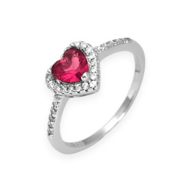 NP-925-PI-36 - Pierścionek srebrny serce z cyrkoniami