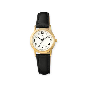 Q C40A-010PY - Zegarek damski złoty na czarnym pasku Q&Q C40A-010PY