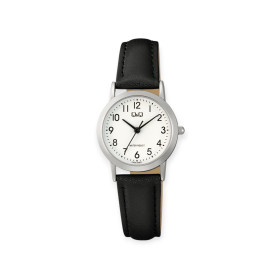 Q C40A-009PY - Zegarek srebrny damski Q&Q C40A-009PY na czarnym pasku