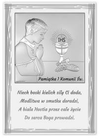 6797PN/2XO-1 - Srebrny obrazek - pamiątka I Komunii Świętej dla chłopca