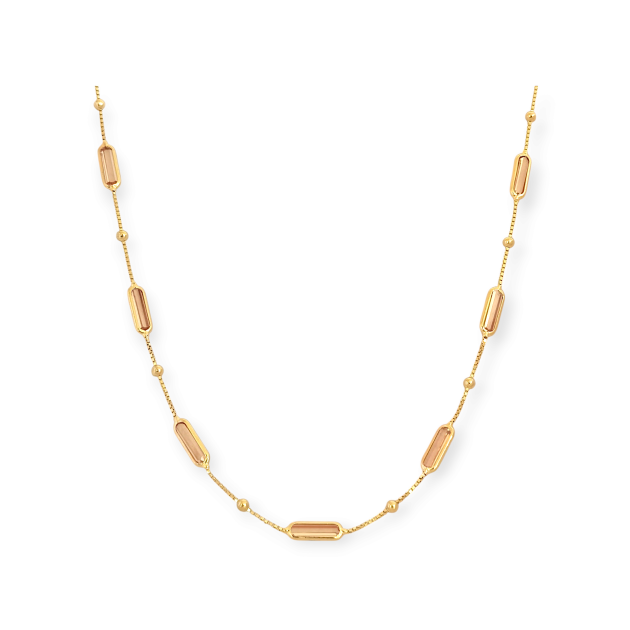 BA-585-NA-31 - Naszyjnik złoty z podłużnymi elementami z cyrkoniami i kuleczkami