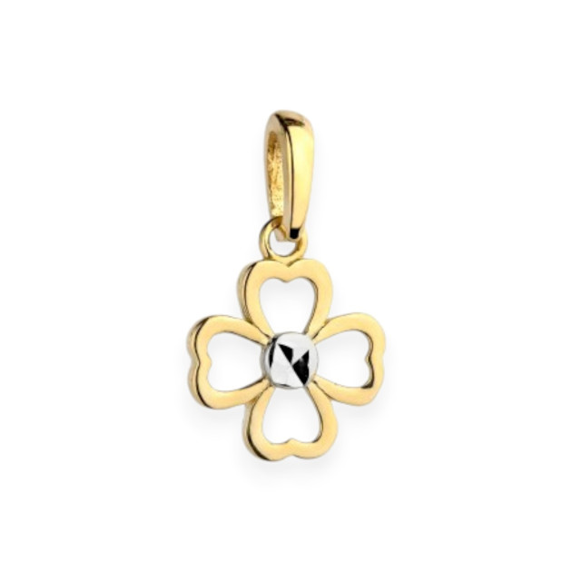 GE-585-ZA-122 - Zawieszka złota koniczynka dwukolorowa