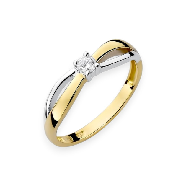 W0248 - Pierścionek z żółtego złota z diamentem