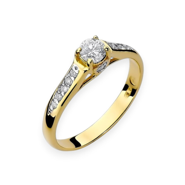 W016 - Pierścionek złoty z diamentami