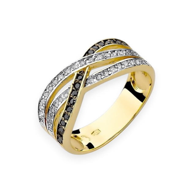 W215 - Pierścionek złoty z diamentami 