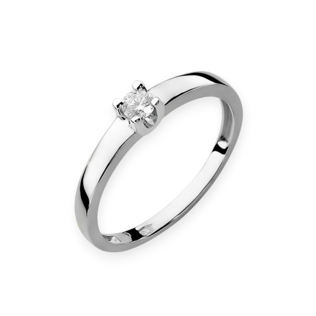 W225 B - Pierścionek z białego zlota z diamentem 
