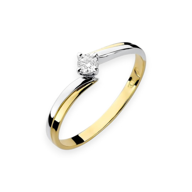 W231 - Pierścionek z żółtego złota z diamentem 