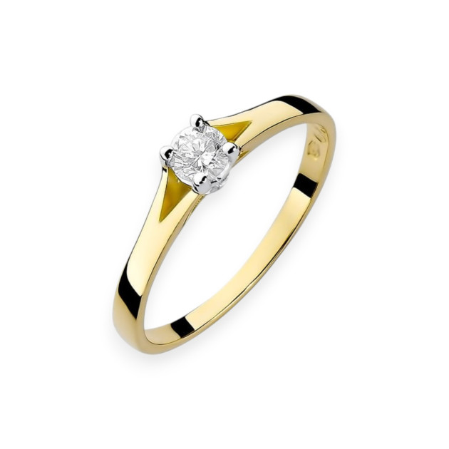W0240 - Pierścionek z żółtego złota z diamentem 