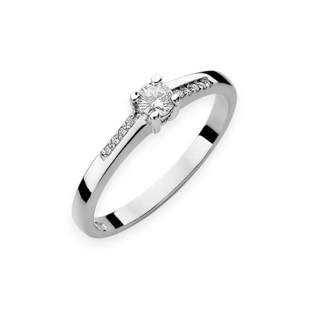 W0258 B - Pierścionek z białego złota z diamentami 