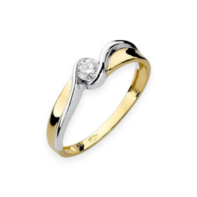 W0278 - Pieścionek z żółtego złota z diamentem 