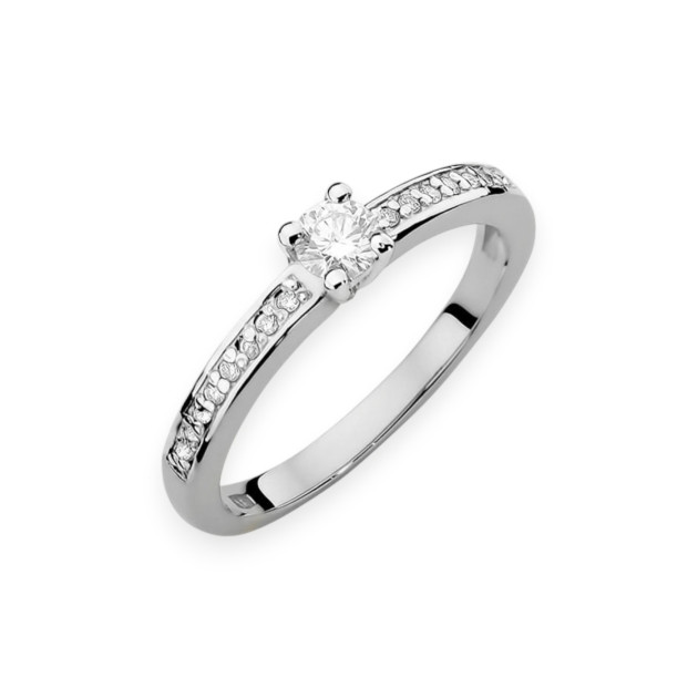 W0288 B - Pierścionek z białego złota z diamentami