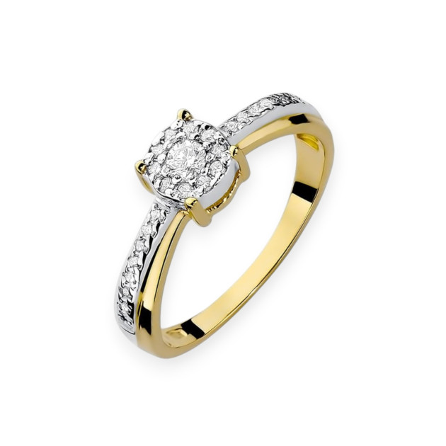 W0302 - Pierścionek z żółtego złota z diamentami