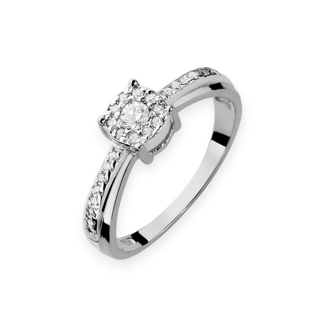 W0302 B - Pierścionek z białego złota z diamentami