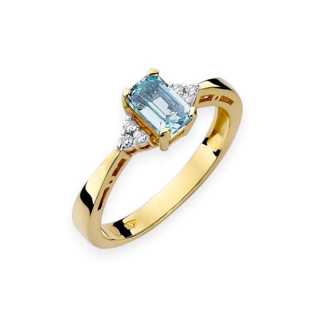 W002 - Pierścionek złoty z diamentami i topazem 