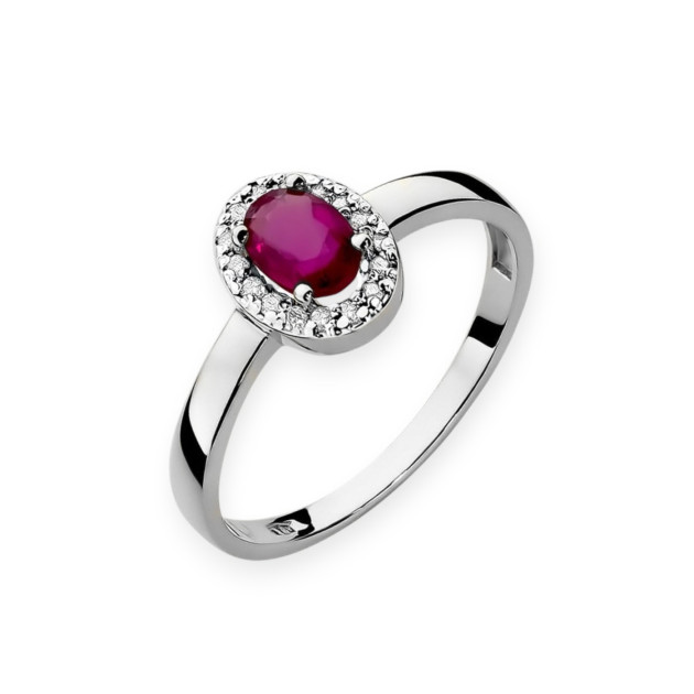 W0330 B - Pierścionek złoty z diamentami i rubinem
