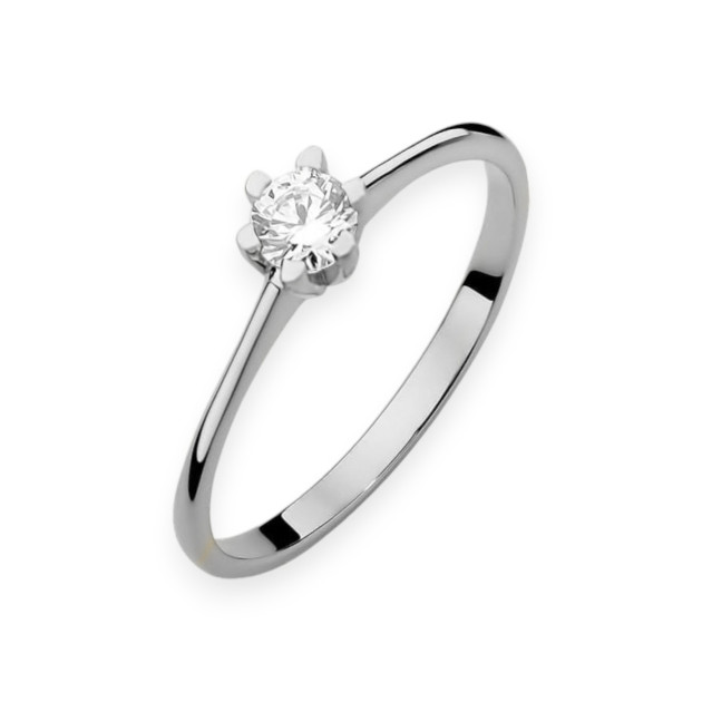 W0387 B - Pierścionek z białego złota z diamentem W-387
