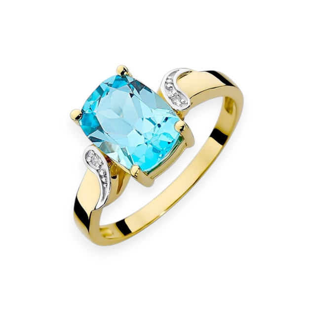 W-400/TOPAZ 2,40CT - Pierścionek złoty z diamentami i topazem