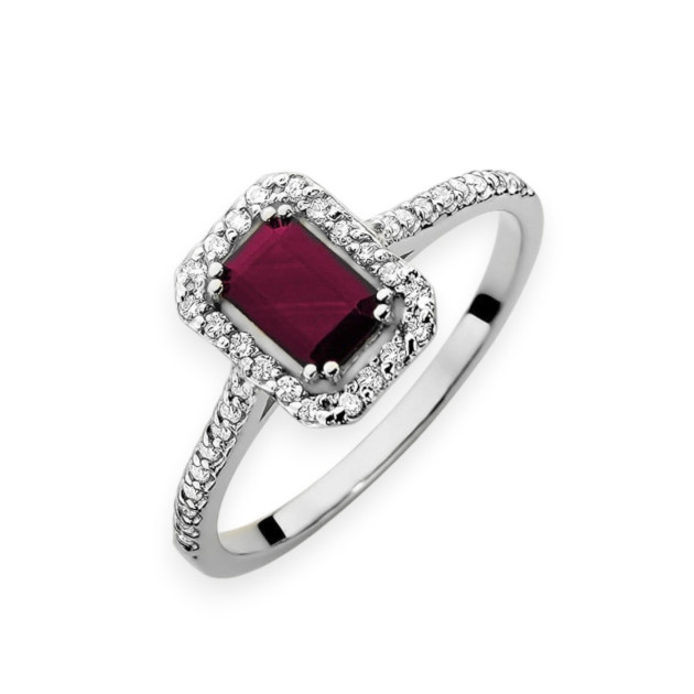 W-403 B/RUBIN 0,80CT - Pierścionek złoty z diamentami i rubinem 