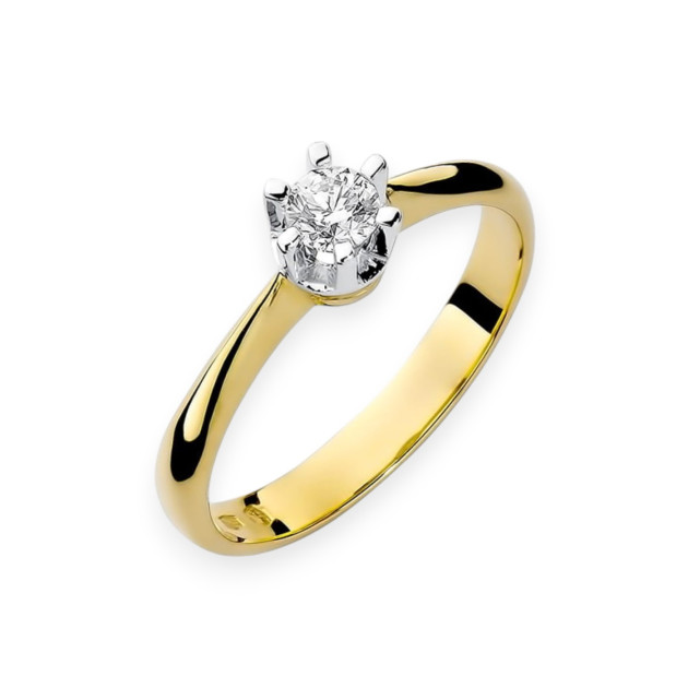 W036. - Pierścionek złoty z diamentem 