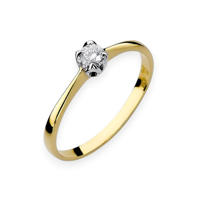 W047 - Pierścionek złoty z diamentem 