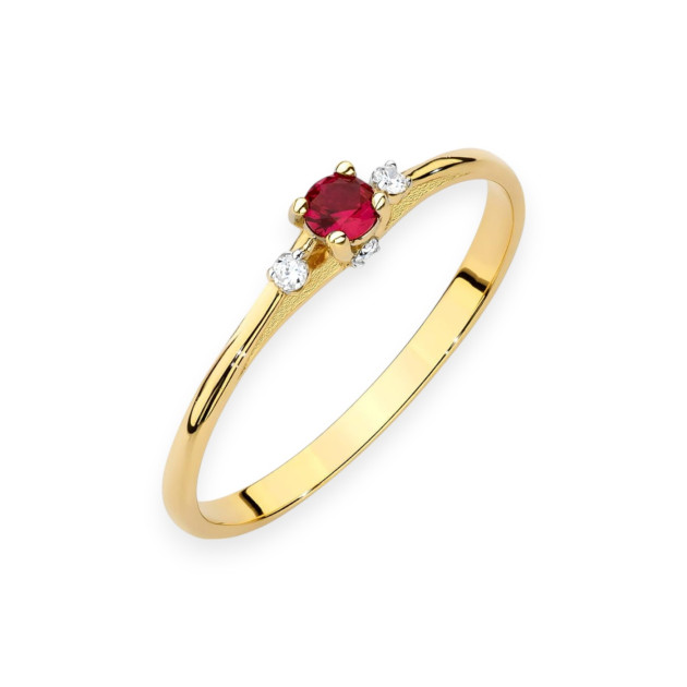 W0614 - Pierścionek złoty z rubinem i diamentami 