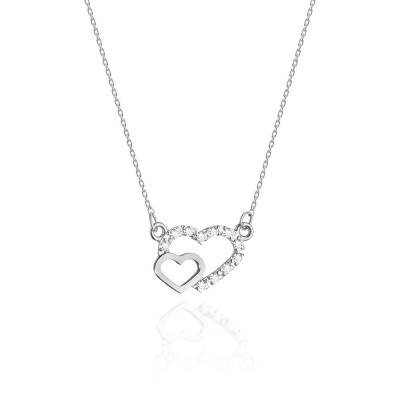 C023 - Naszyjnik złoty z diamentami - serca