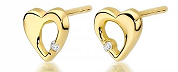 K0020 - Kolczyki złote z diamentem - serca