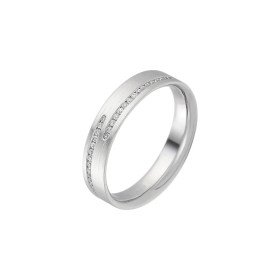 R46067-4MF(L) W - Obrączka z białego złota z diamentami