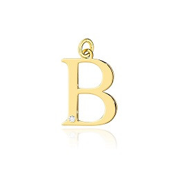 B-2/0,005ct - Zawieszka złota z diamentem - literka B