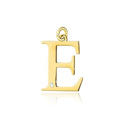 E-2/0,005ct - Zawieszka złota z diamentem - literka E