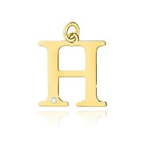 H-2/0,005ct - Zawieszka złota z diamentem - literka H