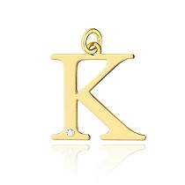 K-2/0,005ct - Zawieszka złota z diamentem - literka K
