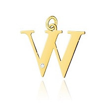 W-2/0,005ct - Zawieszka złota z diamentem - literka 