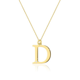 D-1/0,005ct - Naszyjnik złoty z diamentem - literka D