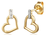 E65978 Y S - Kolczyki złote z diamentami - serca