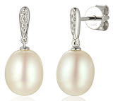 E55710 W S - Kolczyki złote z diamentami i perłą