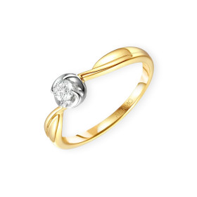 R38480 Y W - Pierścionek złoty z diamentem