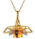 N75116 Y C - Naszyjnik złoty z diamentami i cytrynem - pszczółka
