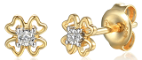 E73491 YW S - Kolczyki złote z diamentami - koniczynki
