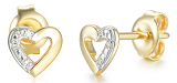 E69371 Y S - Kolczyki złote z diamentami - serca