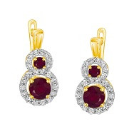 E5330-23RB - Kolczyki złote z rubinem i diamentami 
